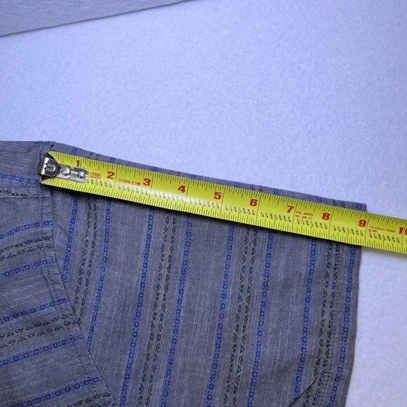 Eddie Bauer Classic fit short sleeve button down cotton gray blue mens sz L - Picture 11 of 11